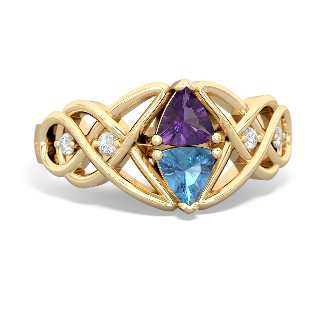 Amethyst Keepsake Celtic Knot 14K Yellow Gold ring R5300