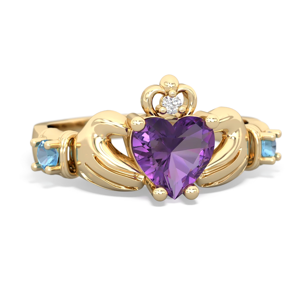 Amethyst Claddagh Keepsake 14K Yellow Gold ring R5245