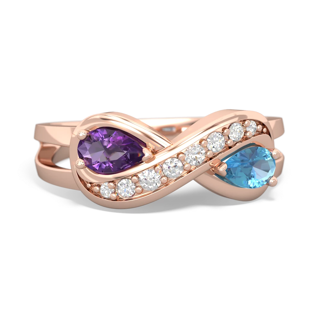 Amethyst Diamond Infinity 14K Rose Gold ring R5390