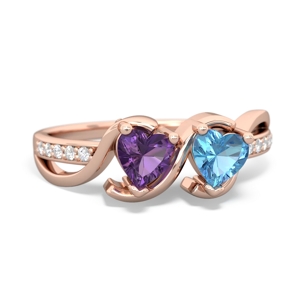 Amethyst Side By Side 14K Rose Gold ring R3090