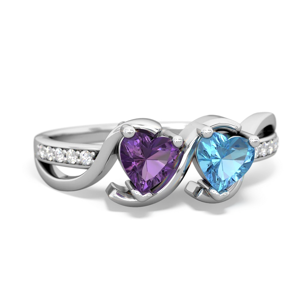 Amethyst Side By Side 14K White Gold ring R3090