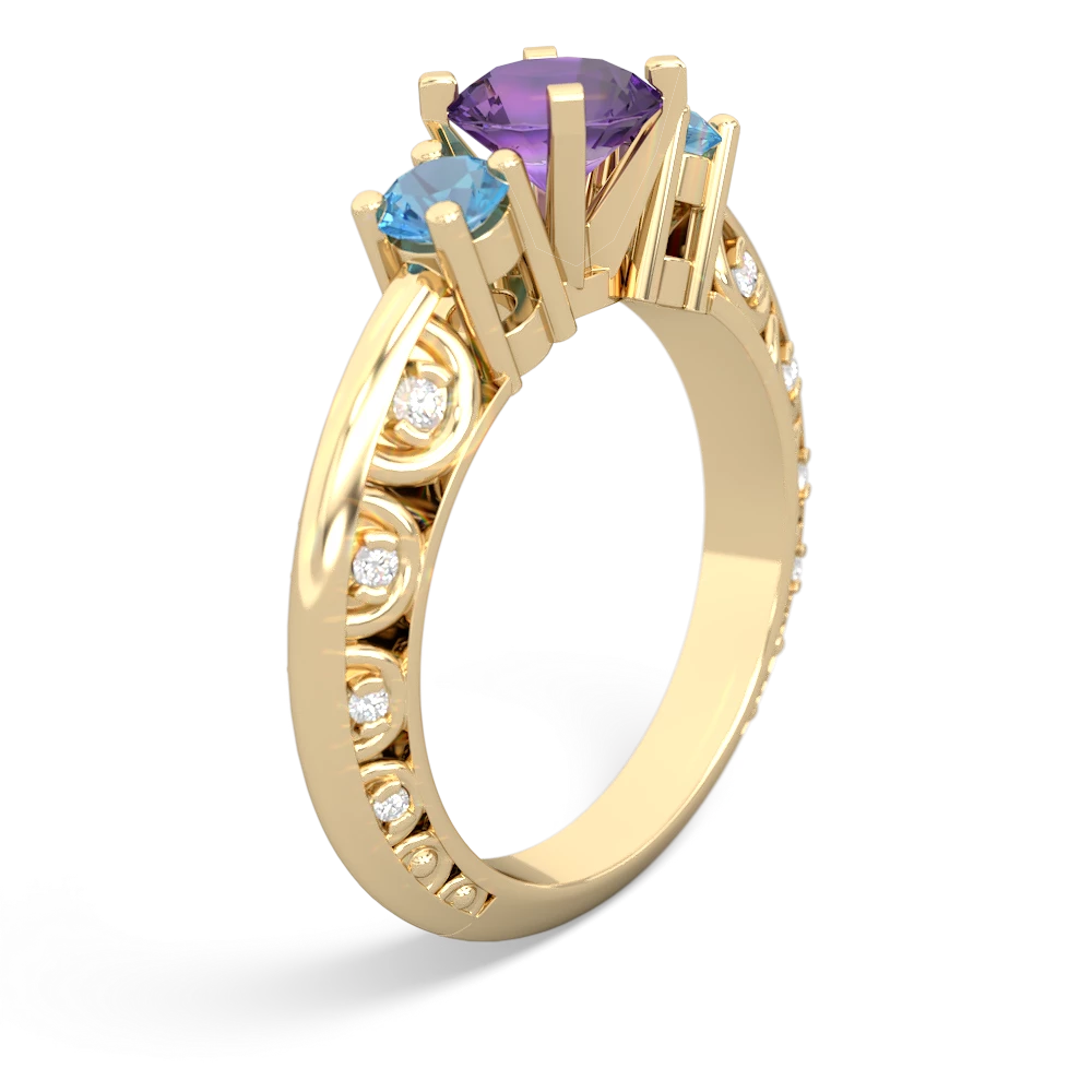 Amethyst Art Deco Eternal Embrace Engagement 14K Yellow Gold ring C2003