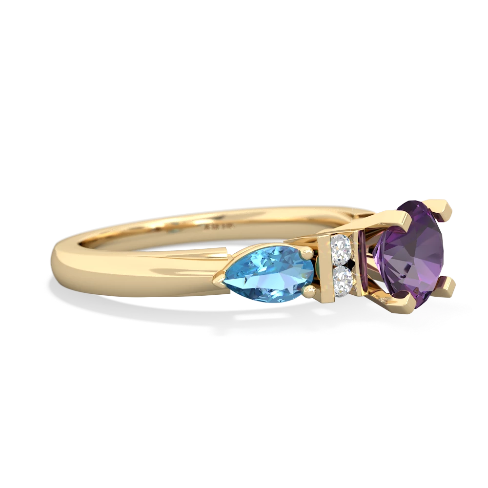 Amethyst 6Mm Round Eternal Embrace Engagement 14K Yellow Gold ring R2005