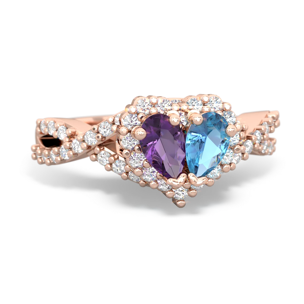 Amethyst Diamond Twist 'One Heart' 14K Rose Gold ring R2640HRT