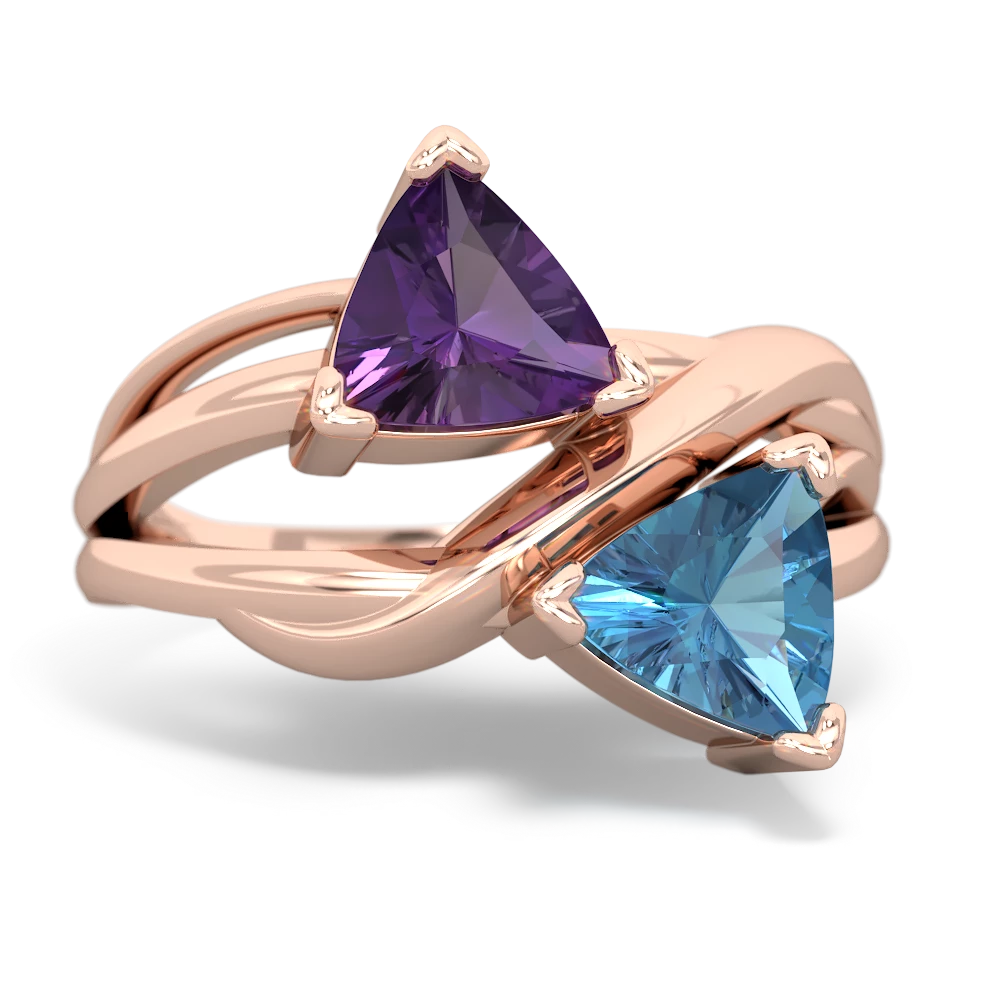 Amethyst Split Band Swirl 14K Rose Gold ring R2341