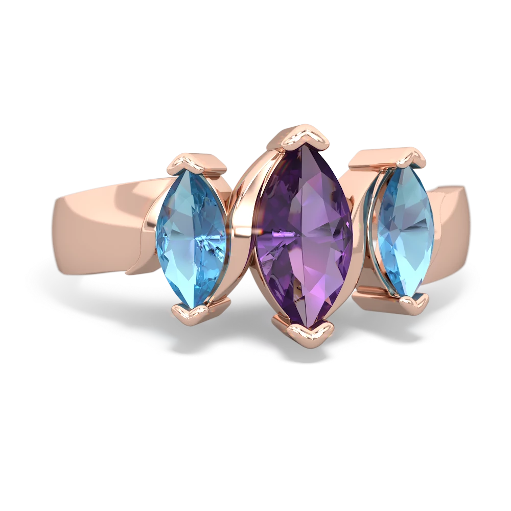 Amethyst Three Peeks 14K Rose Gold ring R2433