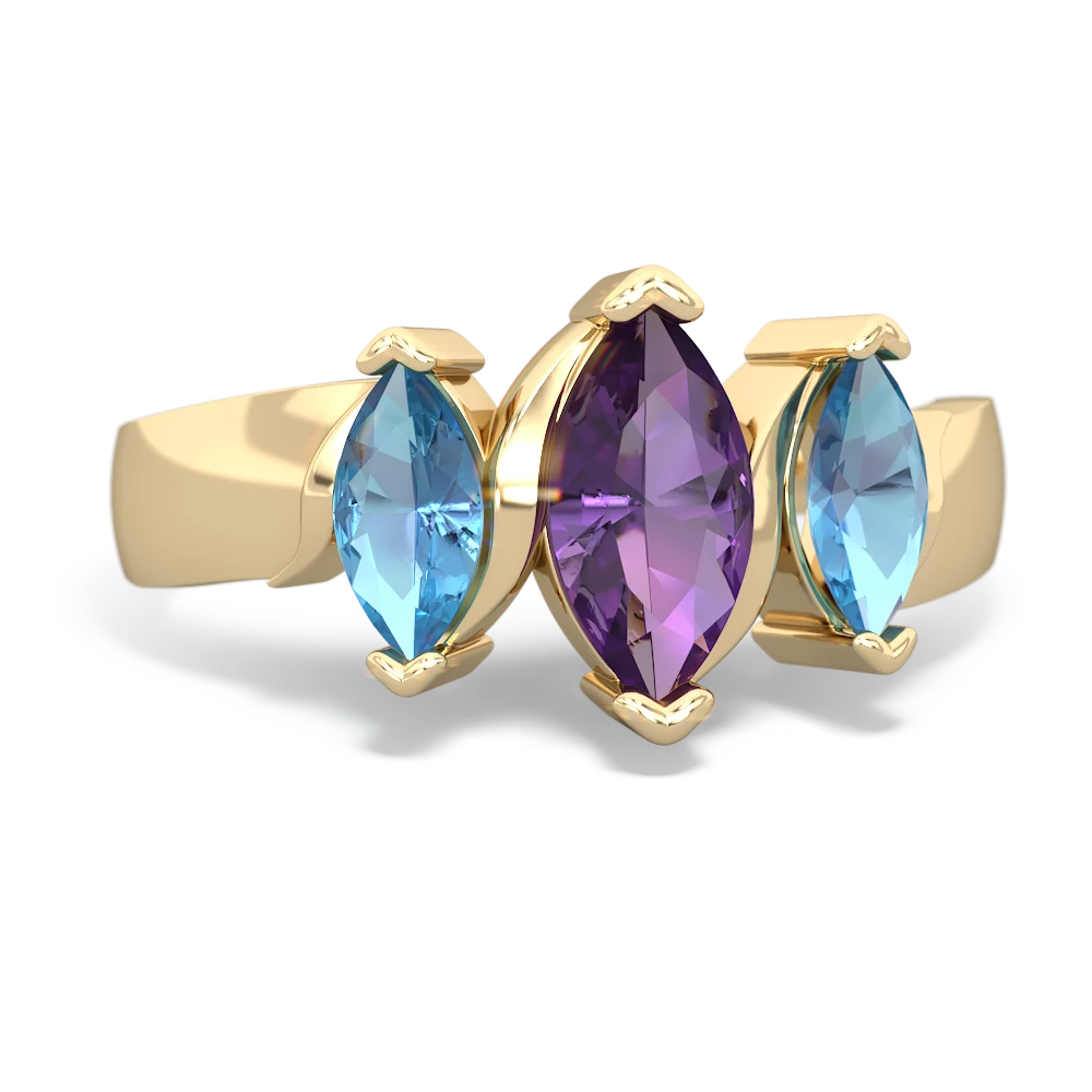 Amethyst Three Peeks 14K Yellow Gold ring R2433