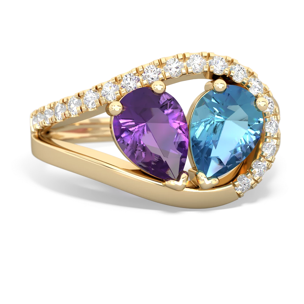 Amethyst Nestled Heart Keepsake 14K Yellow Gold ring R5650