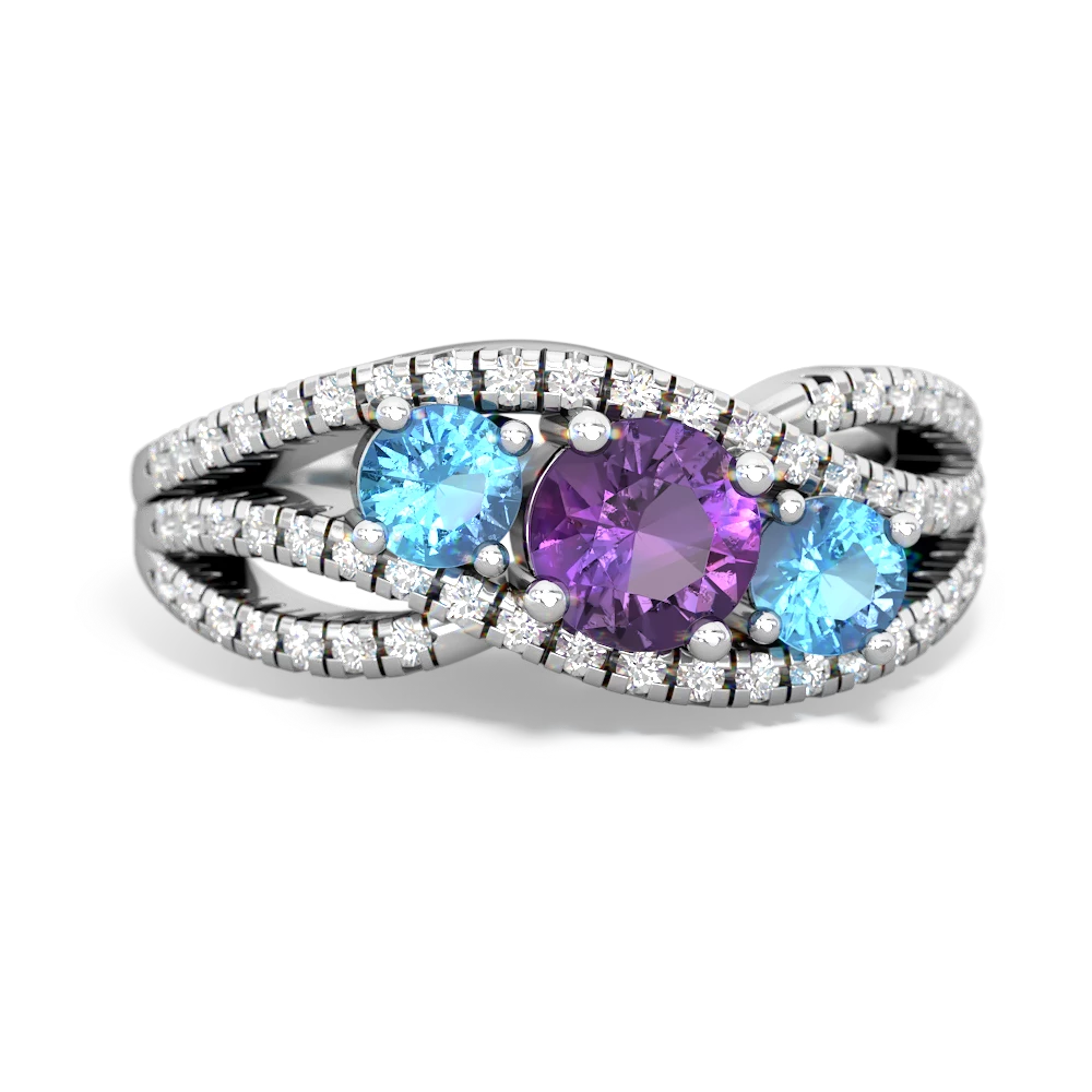 Amethyst Three Stone Aurora 14K White Gold ring R3080