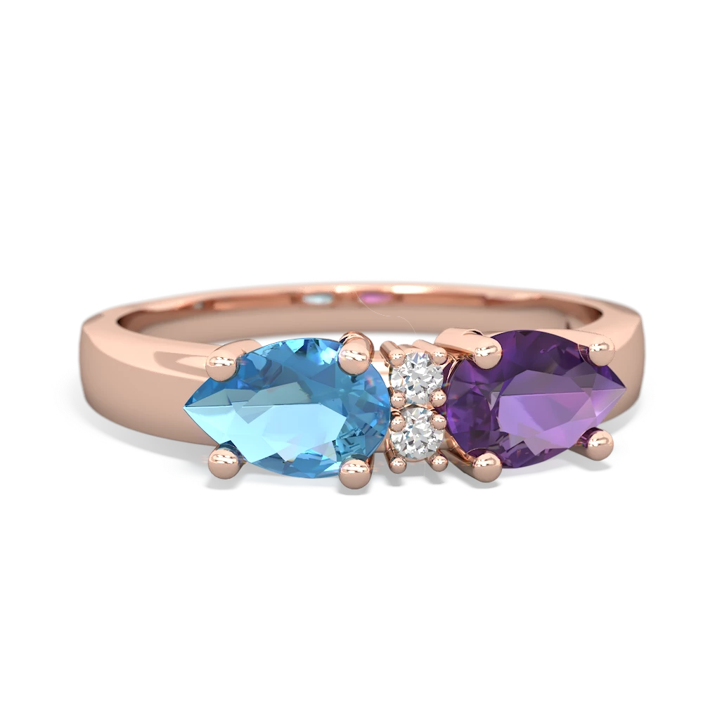 Amethyst Pear Bowtie 14K Rose Gold ring R0865