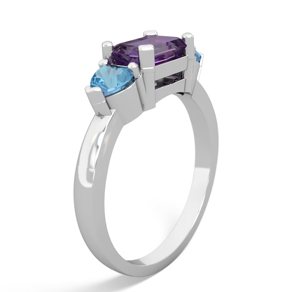 Amethyst Three Stone 14K White Gold ring R5235