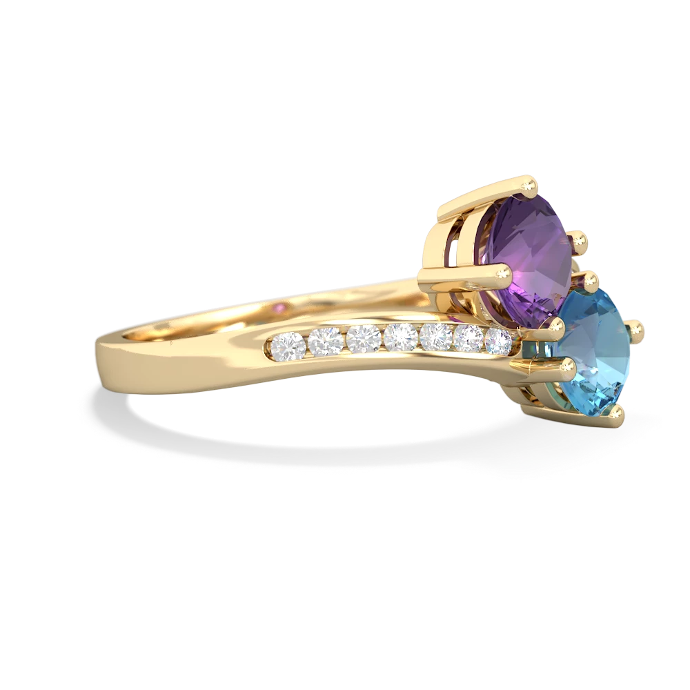 Amethyst Channel Set Two Stone 14K Yellow Gold ring R5303