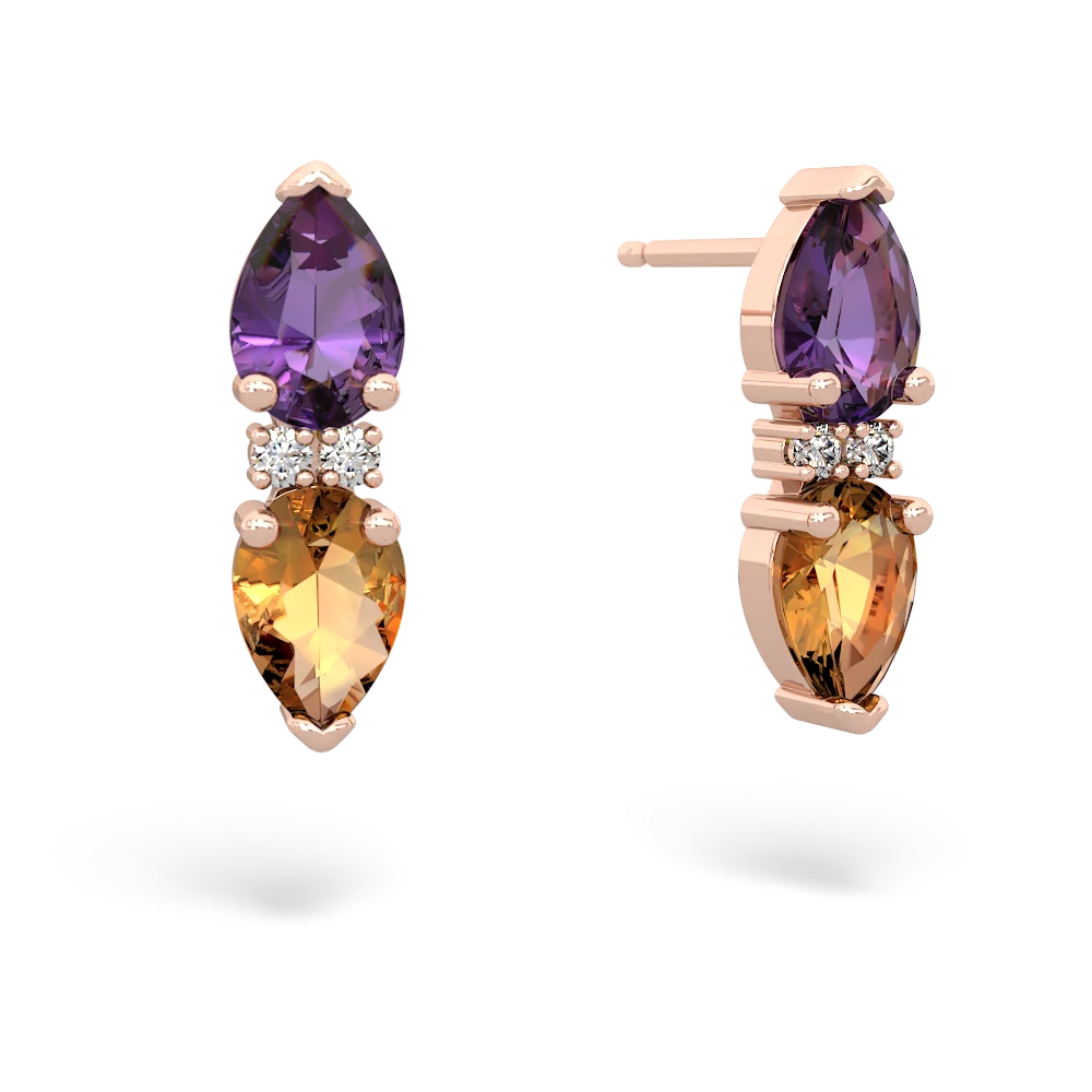 Amethyst Bowtie Drop 14K Rose Gold earrings E0865