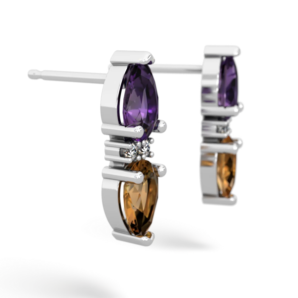 Amethyst Bowtie Drop 14K White Gold earrings E0865