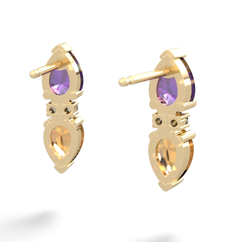 Amethyst Bowtie Drop 14K Yellow Gold earrings E0865