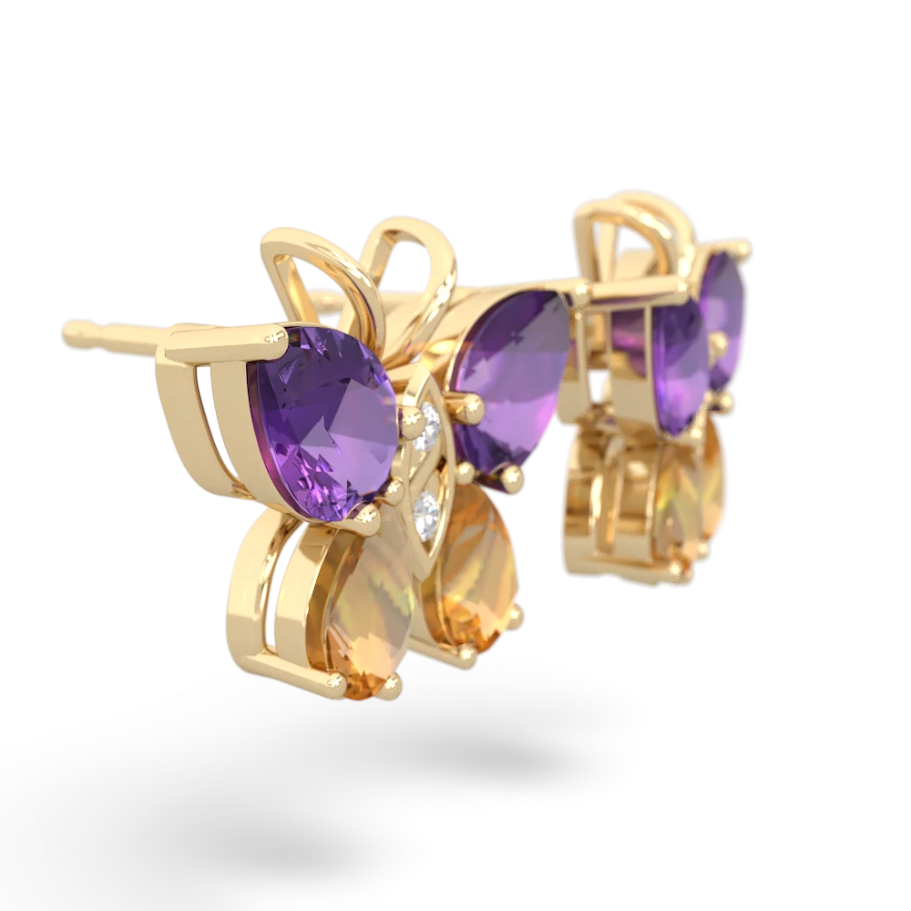 Amethyst Butterfly 14K Yellow Gold earrings E2215