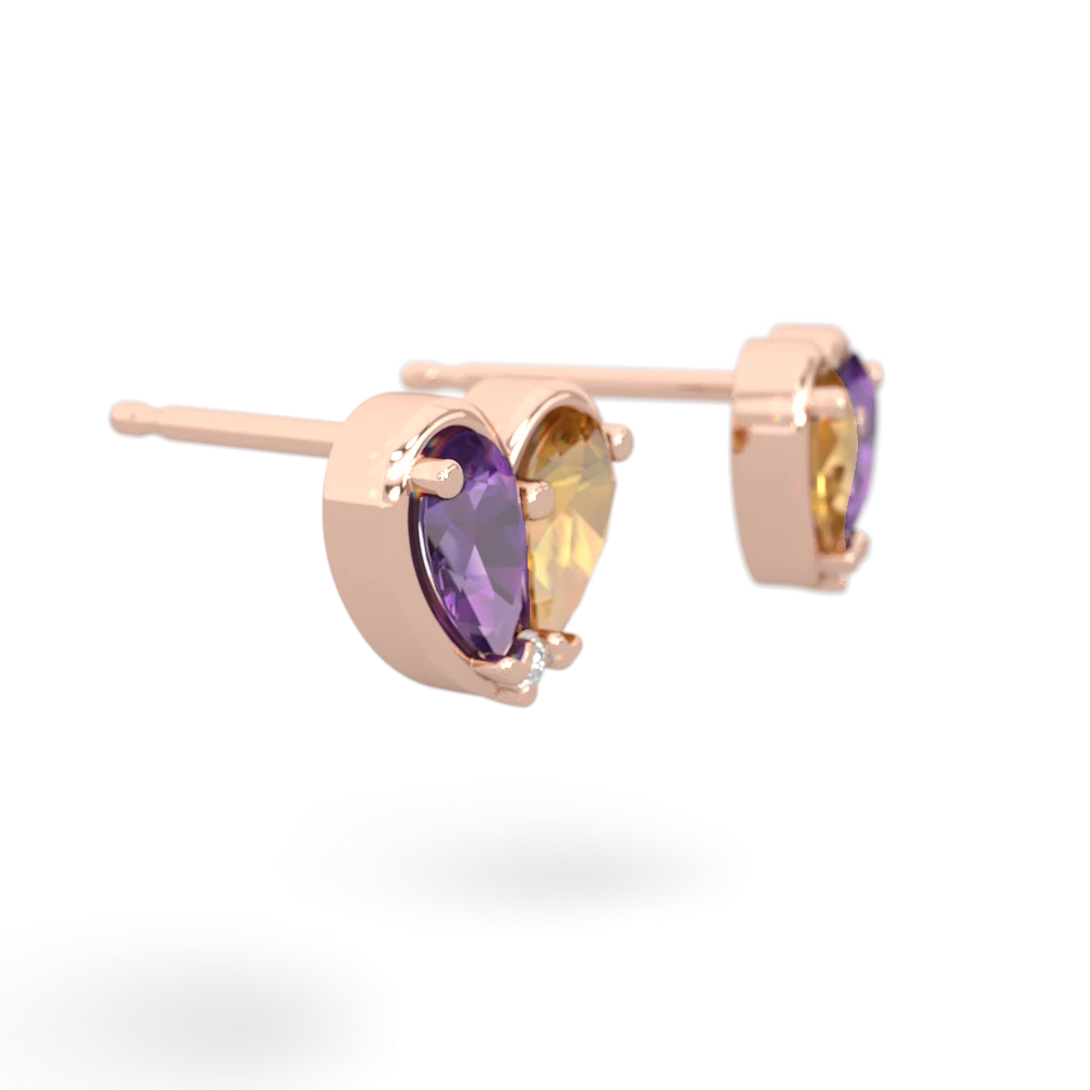 Amethyst 'Our Heart' 14K Rose Gold earrings E5072