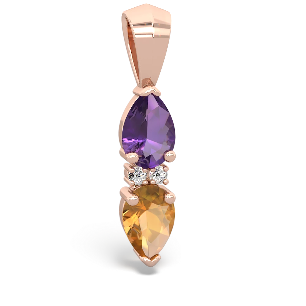 Amethyst Bowtie Drop 14K Rose Gold pendant P0865