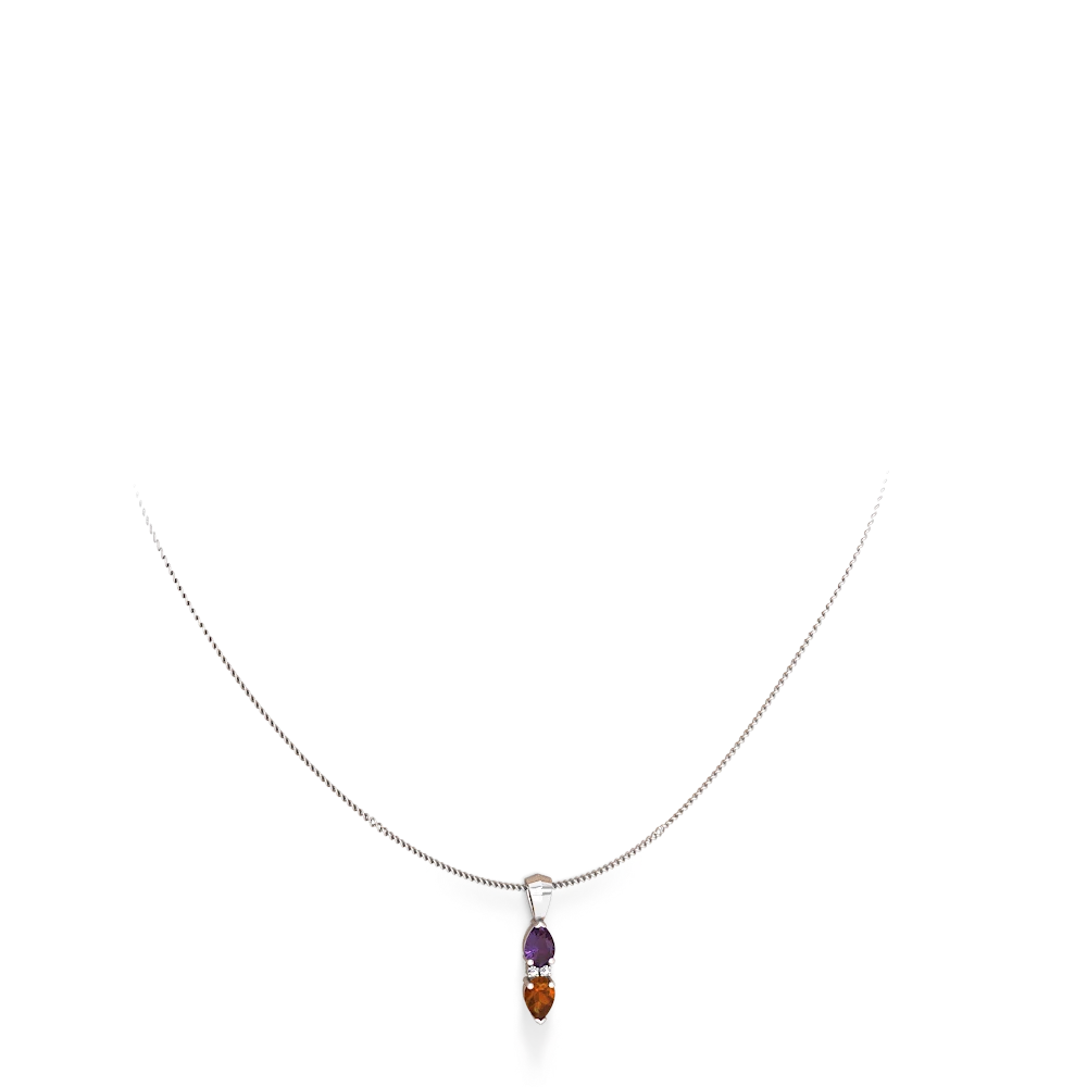 Amethyst Bowtie Drop 14K White Gold pendant P0865