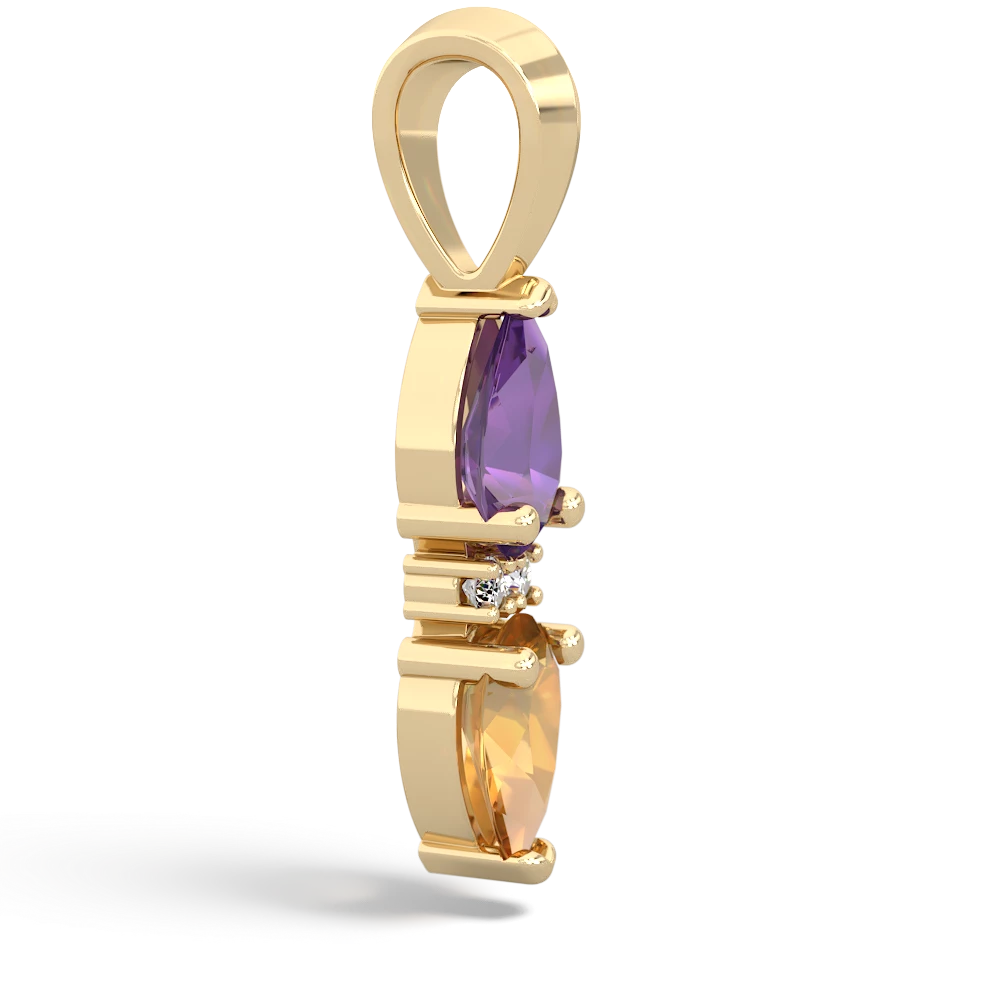 Amethyst Bowtie Drop 14K Yellow Gold pendant P0865