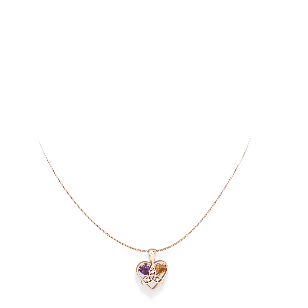 Amethyst Celtic Trinity Heart 14K Rose Gold pendant P5331