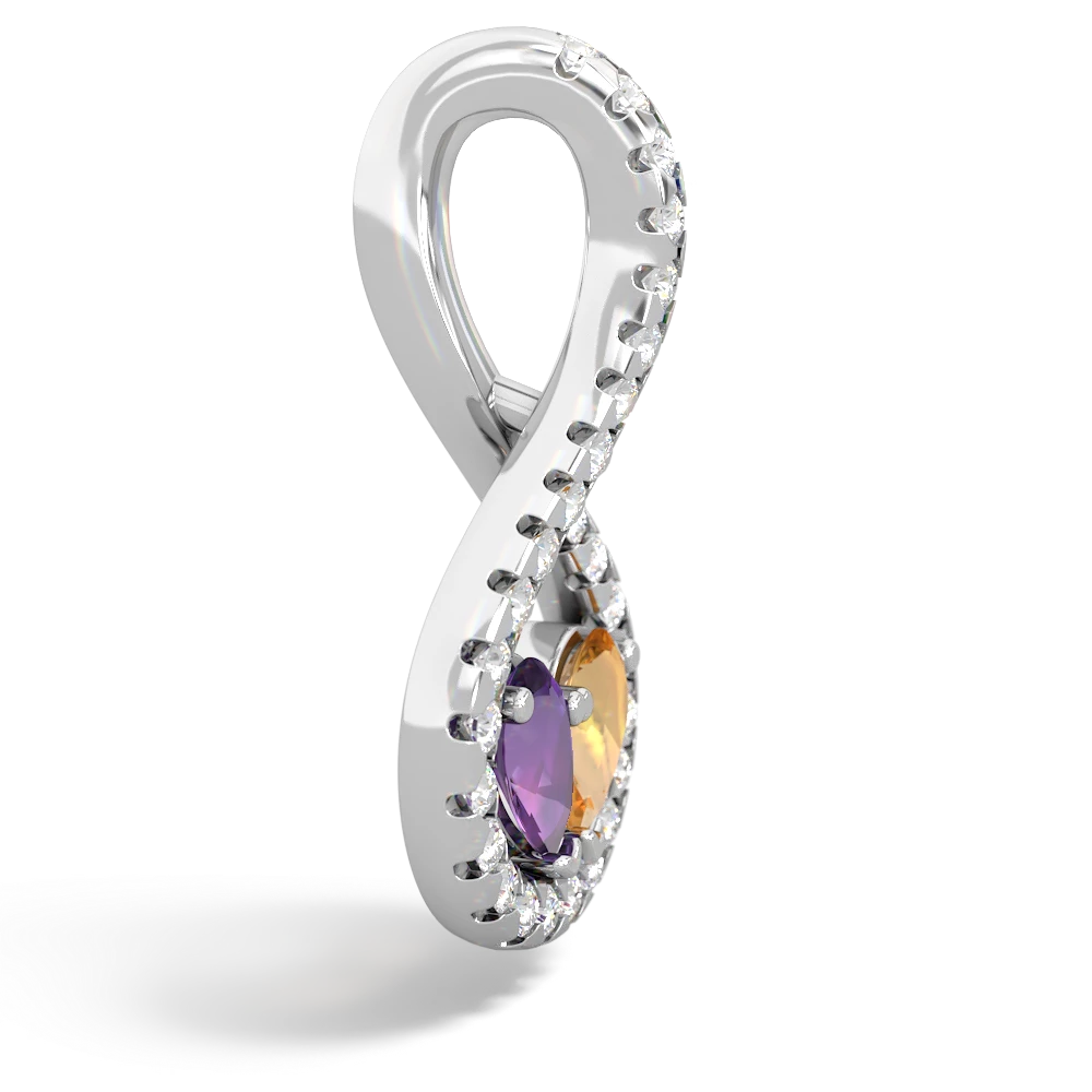 Amethyst Pave Twist 'One Heart' 14K White Gold pendant P5360