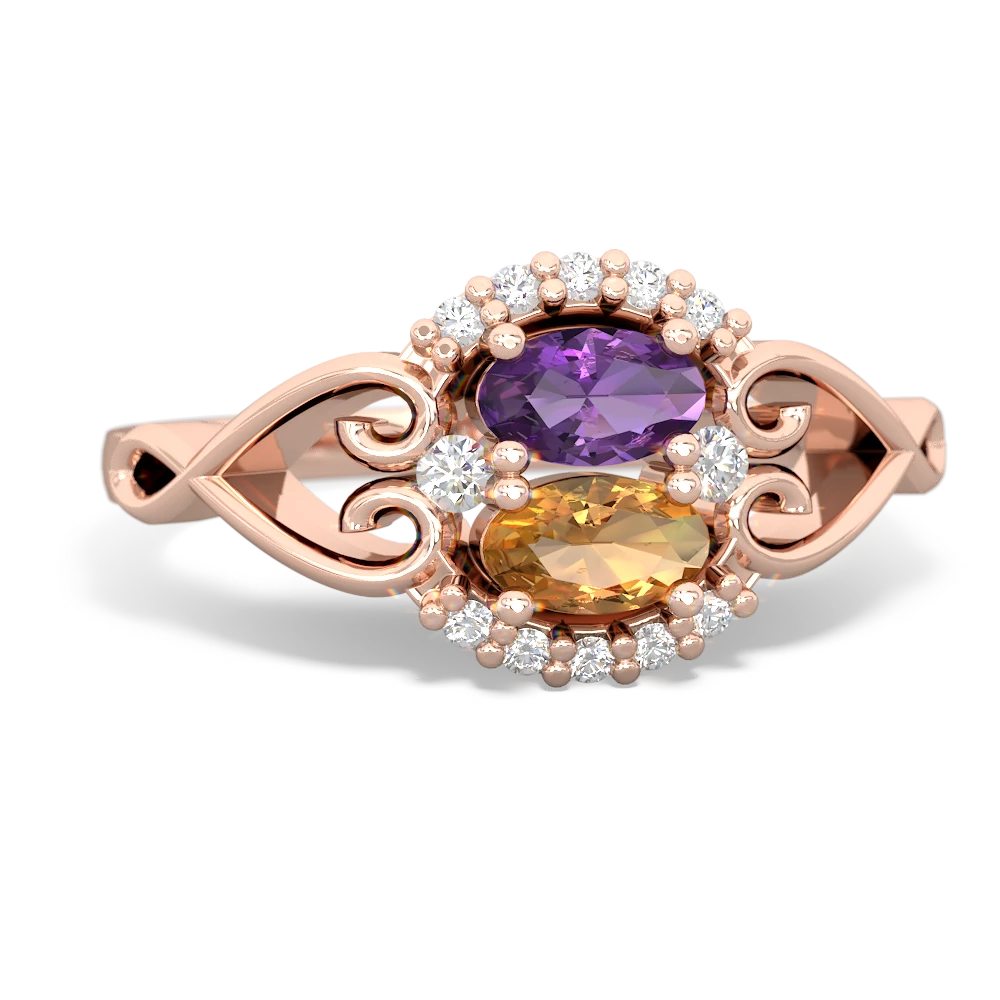 Amethyst Love Nest 14K Rose Gold ring R5860