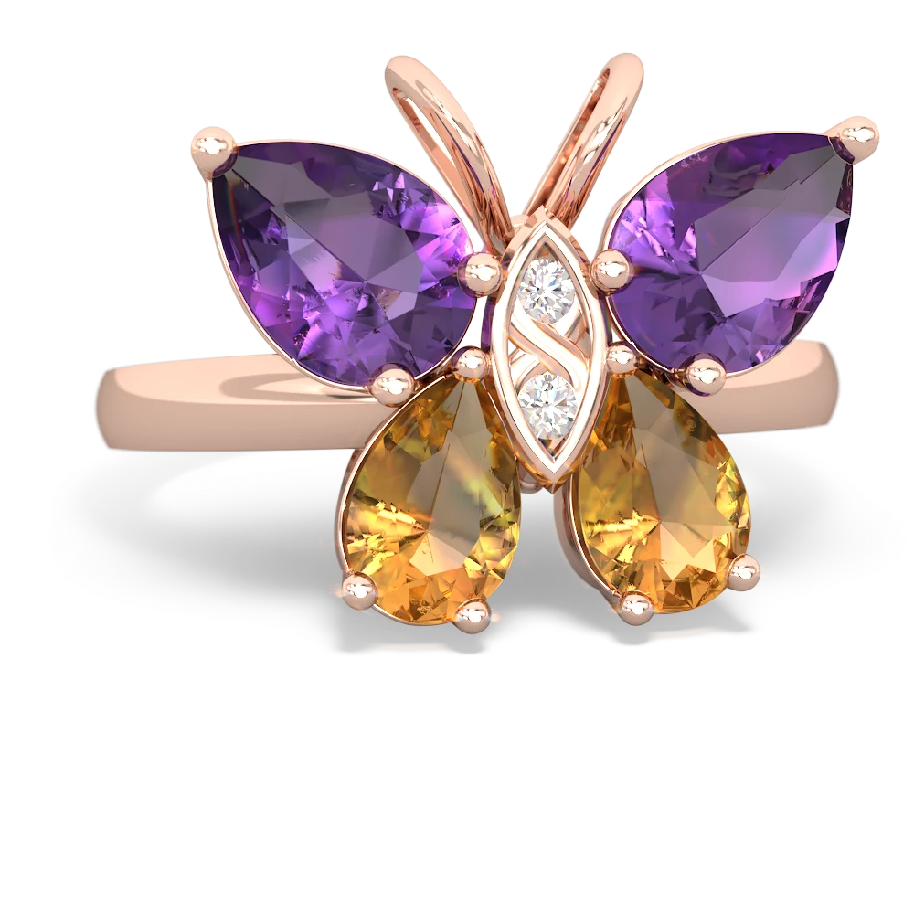 Amethyst Butterfly 14K Rose Gold ring R2215