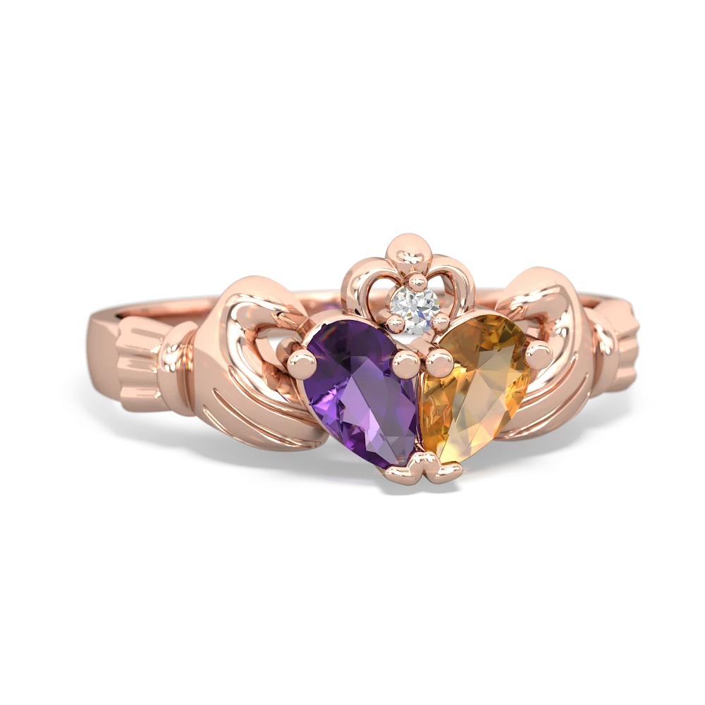 Amethyst 'Our Heart' Claddagh 14K Rose Gold ring R2388