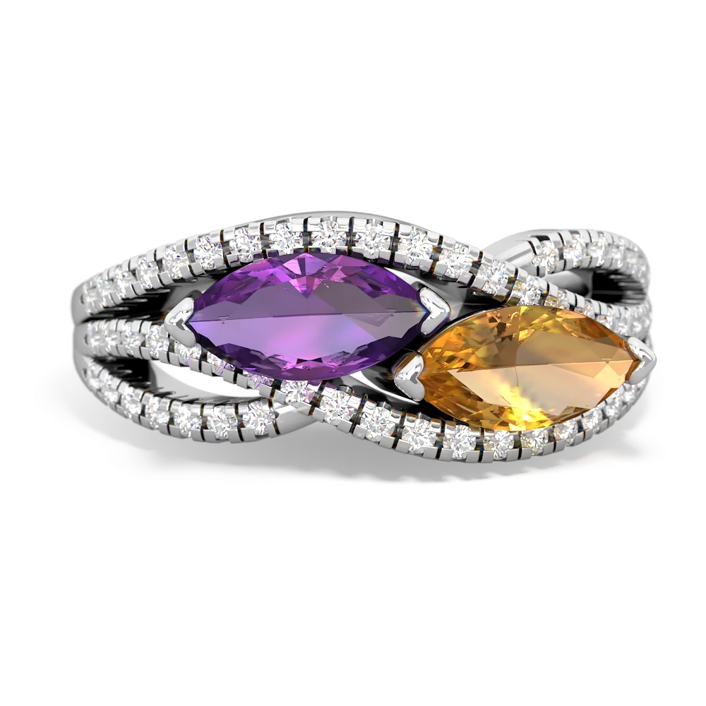 Amethyst Diamond Rivers 14K White Gold ring R3070