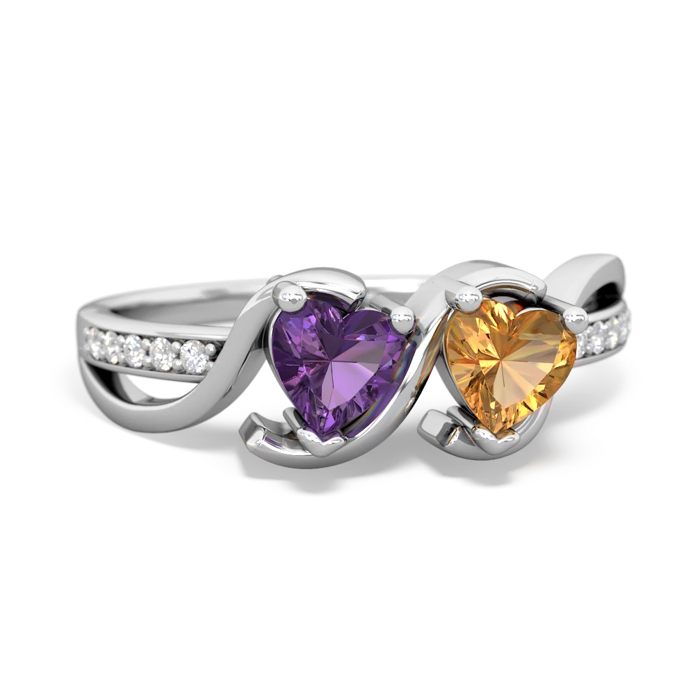 Amethyst Side By Side 14K White Gold ring R3090