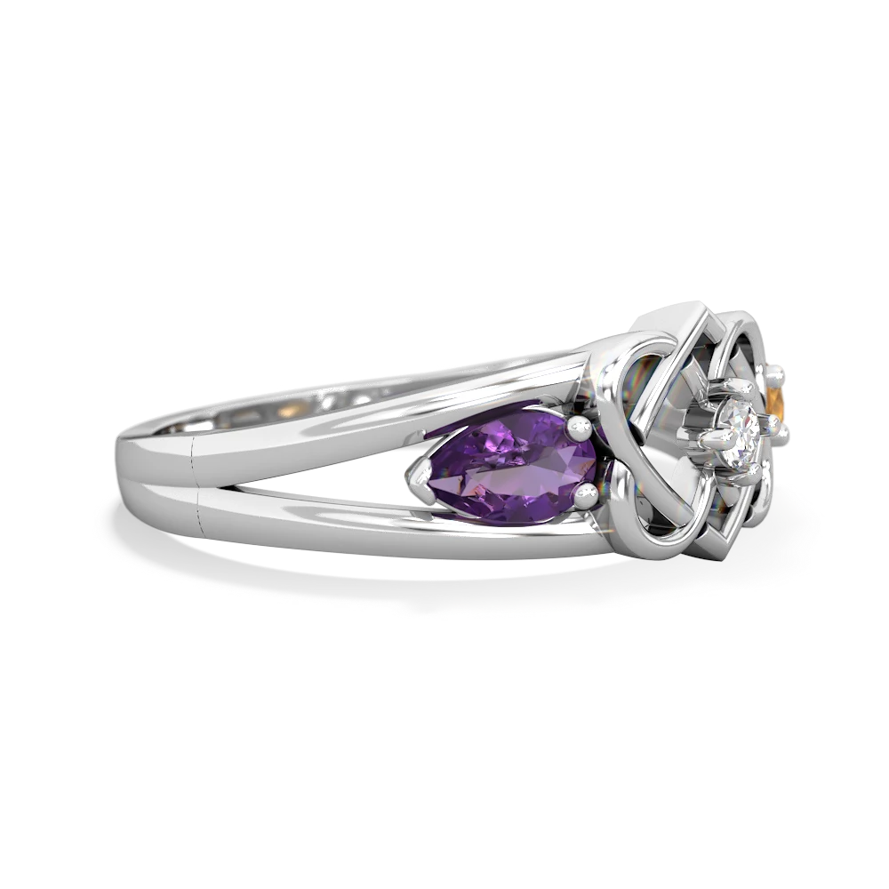 Amethyst Hearts Intertwined 14K White Gold ring R5880