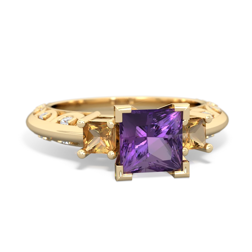 Amethyst Eternal Embrace Engagement 14K Yellow Gold ring C2001