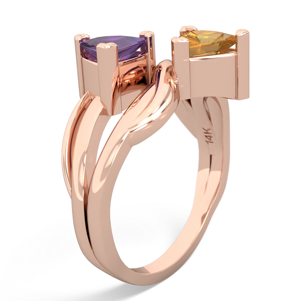 Amethyst Split Band Swirl 14K Rose Gold ring R2341