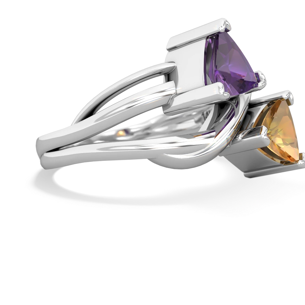 Amethyst Split Band Swirl 14K White Gold ring R2341