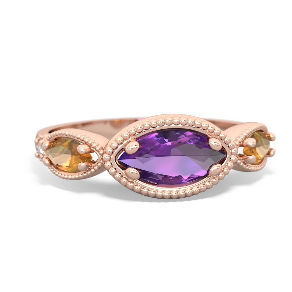 Amethyst Milgrain Marquise 14K Rose Gold ring R5700