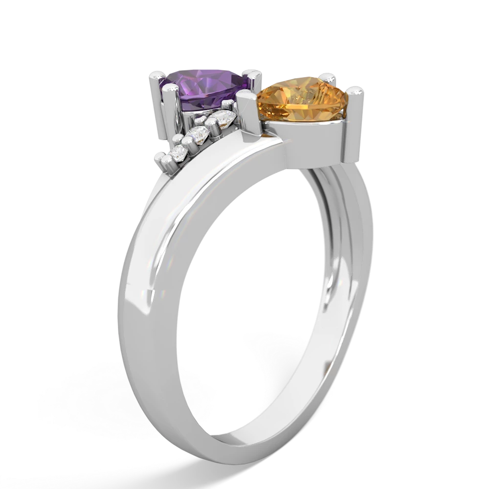 Amethyst Heart To Heart 14K White Gold ring R2064