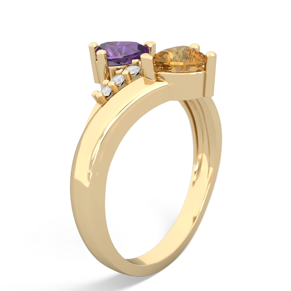 Amethyst Heart To Heart 14K Yellow Gold ring R2064