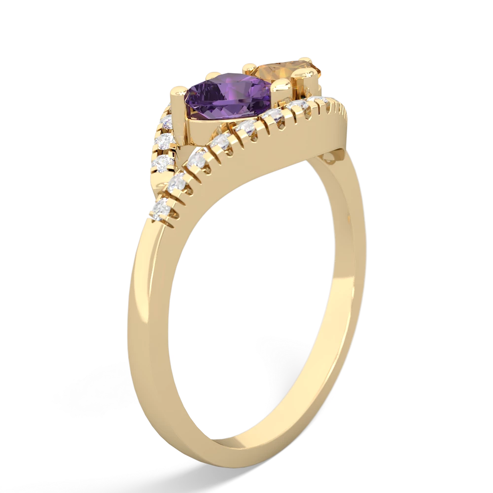 Amethyst Mother And Child 14K Yellow Gold ring R3010