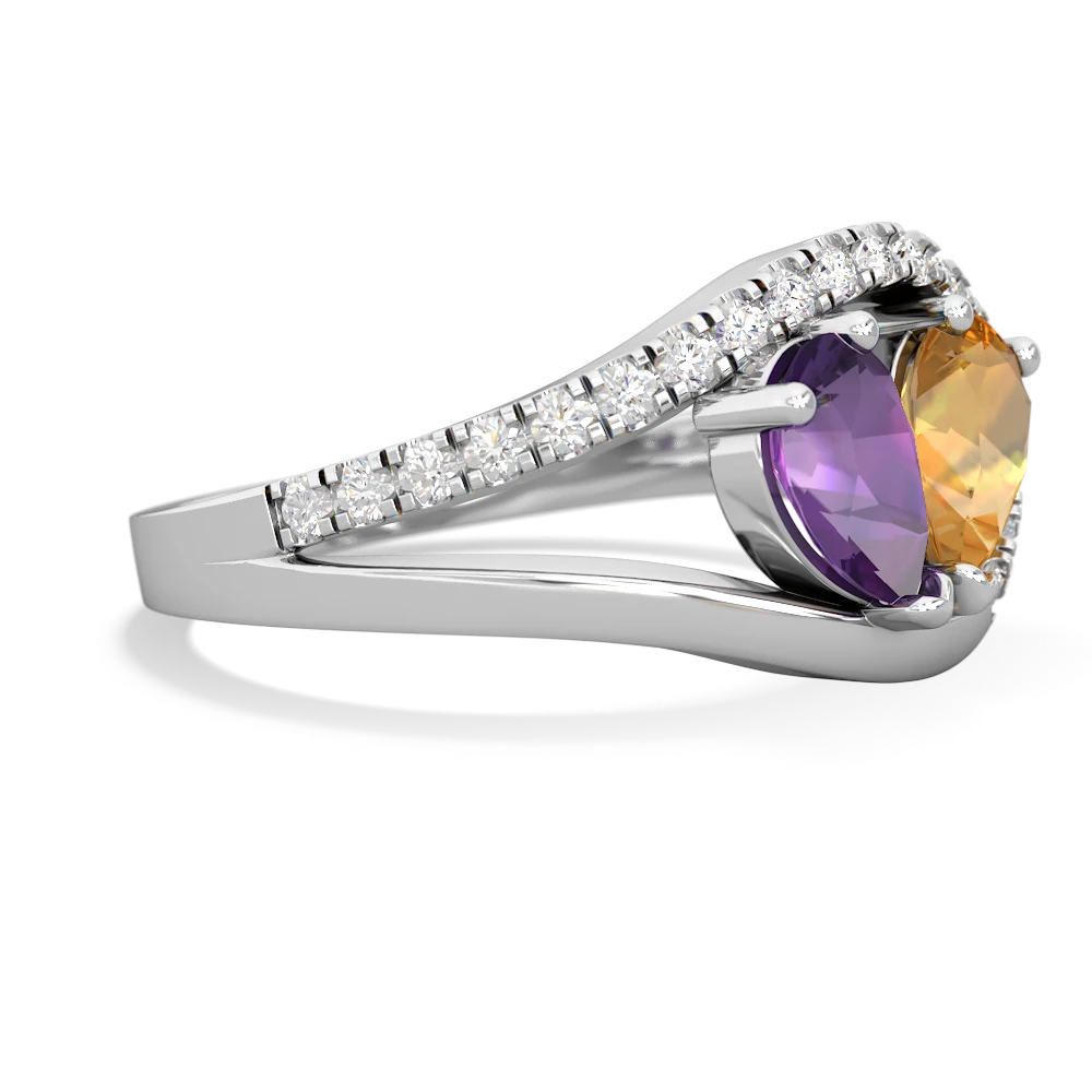 Amethyst Nestled Heart Keepsake 14K White Gold ring R5650