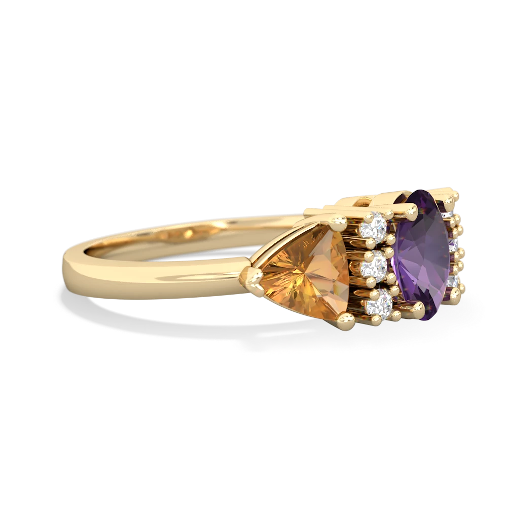 Amethyst Antique Style Three Stone 14K Yellow Gold ring R2186