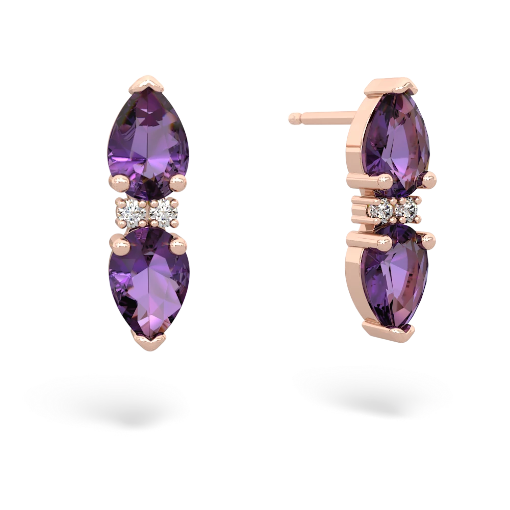 Amethyst Bowtie Drop 14K Rose Gold earrings E0865