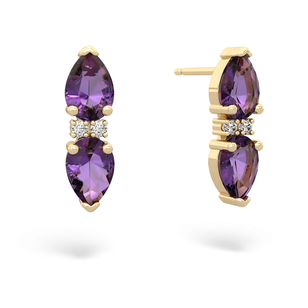 Amethyst Bowtie Drop 14K Yellow Gold earrings E0865