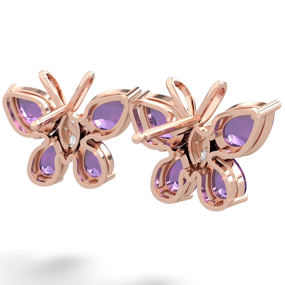 Amethyst Butterfly 14K Rose Gold earrings E2215