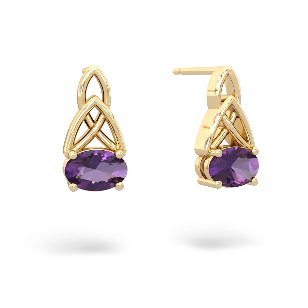 Amethyst Celtic Trinity Knot 14K Yellow Gold earrings E2389