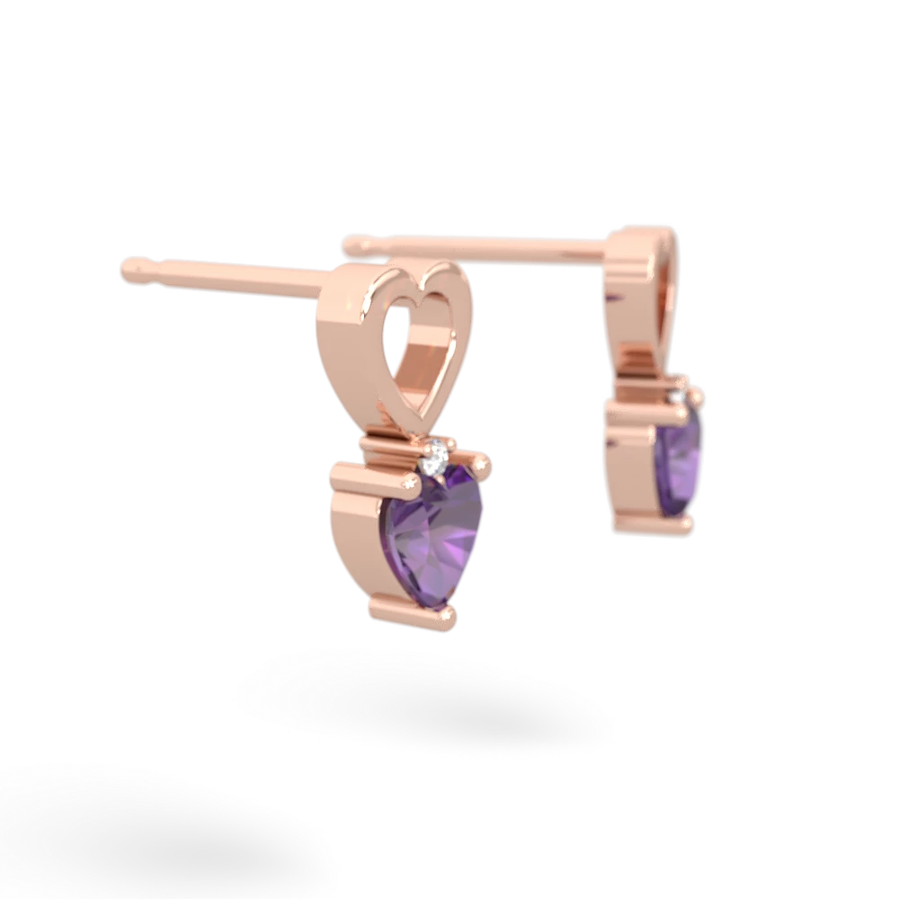 Amethyst Four Hearts 14K Rose Gold earrings E2558