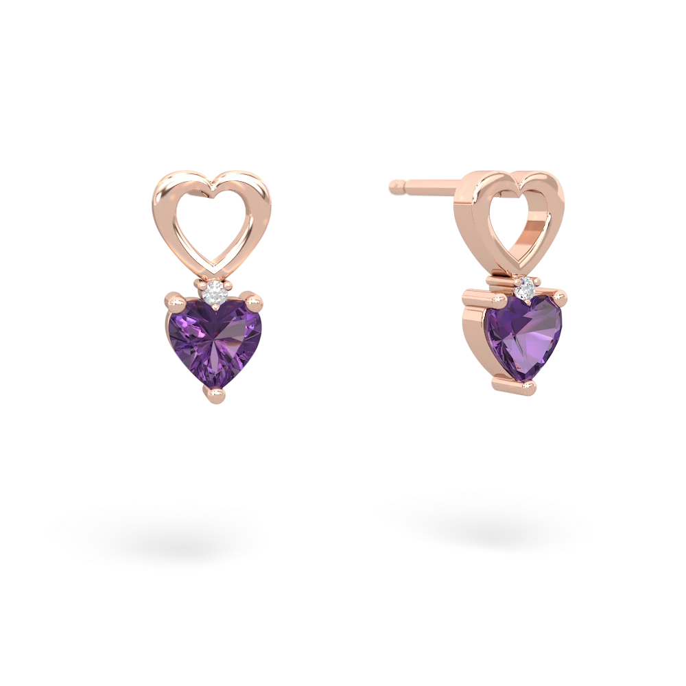 Amethyst Four Hearts 14K Rose Gold earrings E2558