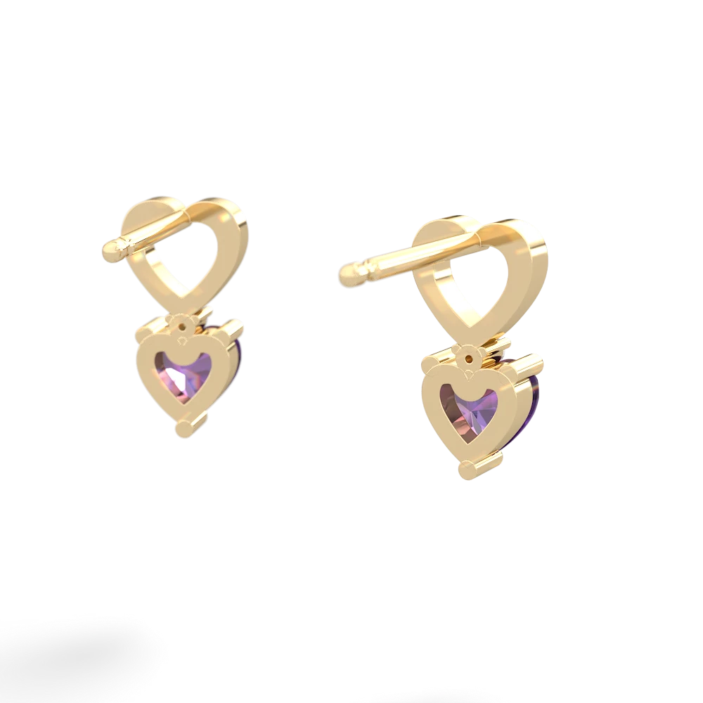 Amethyst Four Hearts 14K Yellow Gold earrings E2558