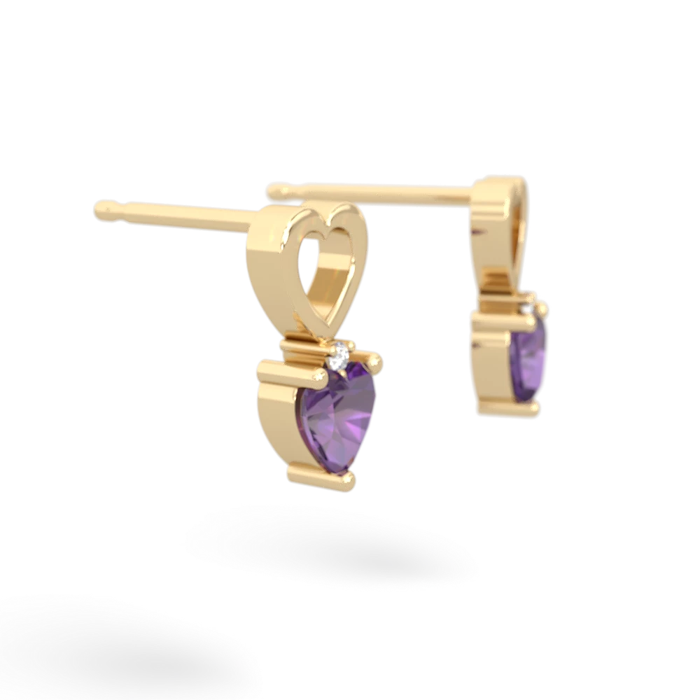 Amethyst Four Hearts 14K Yellow Gold earrings E2558