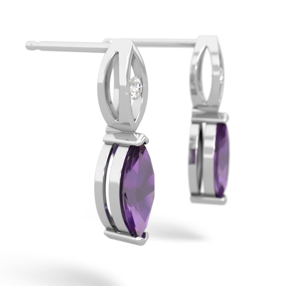 Amethyst Marquise Drop 14K White Gold earrings E5333